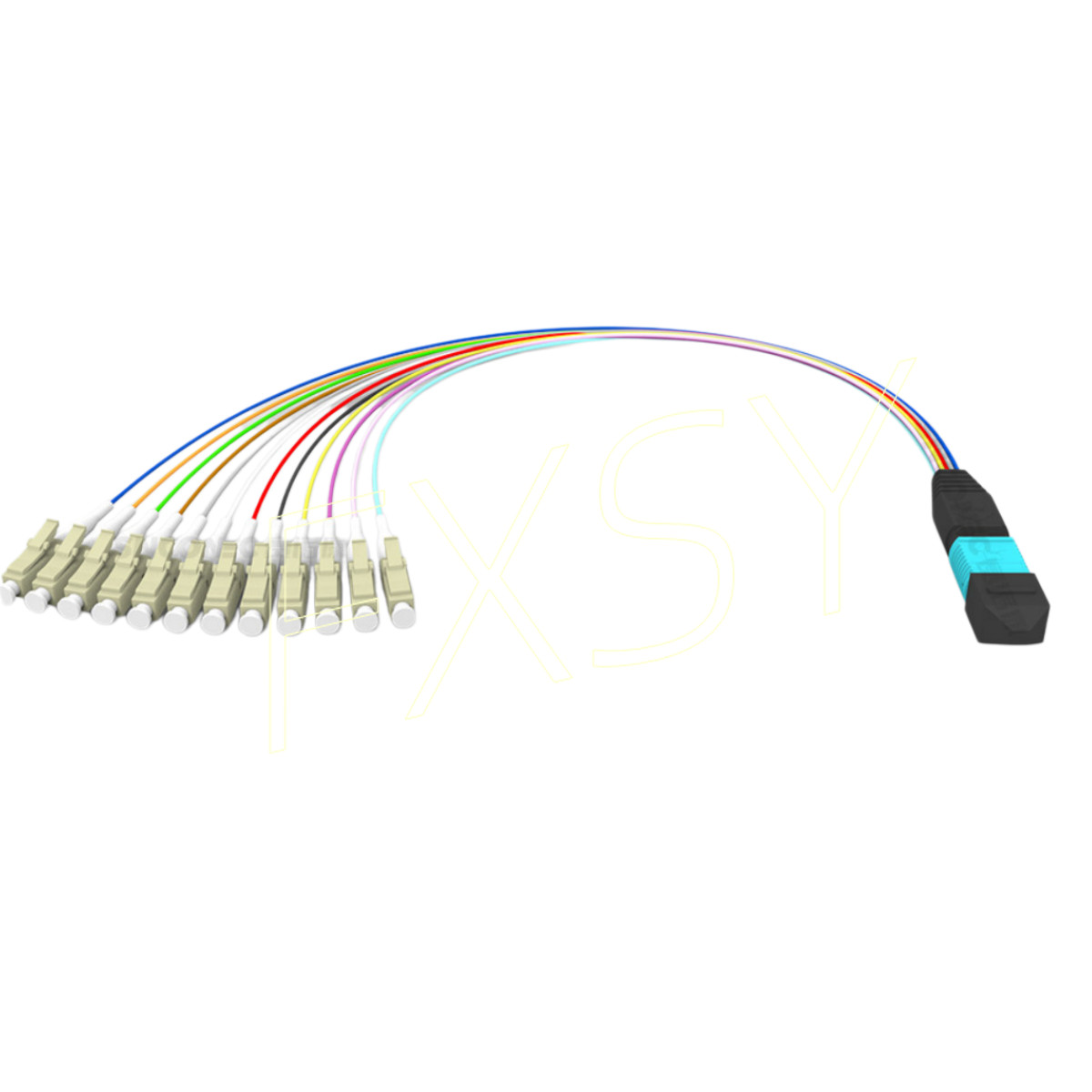MPO to LC OM3 12 Core Breakout Fan Fiber Optic Patch Cord Cable MTP For Cassette
