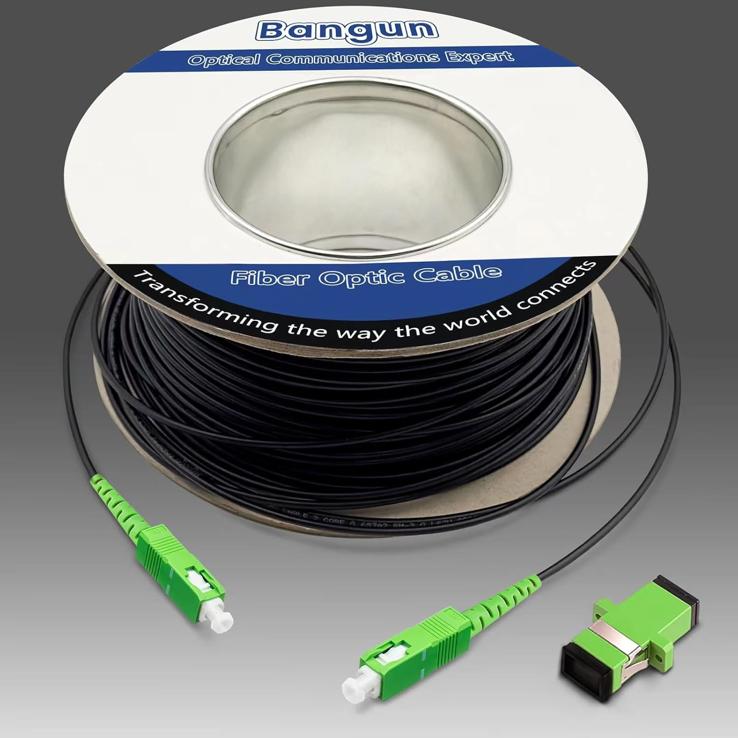 150M Outdoor Armored SC/APC Fiber Optic Cable, Singlemode, LSZH Black