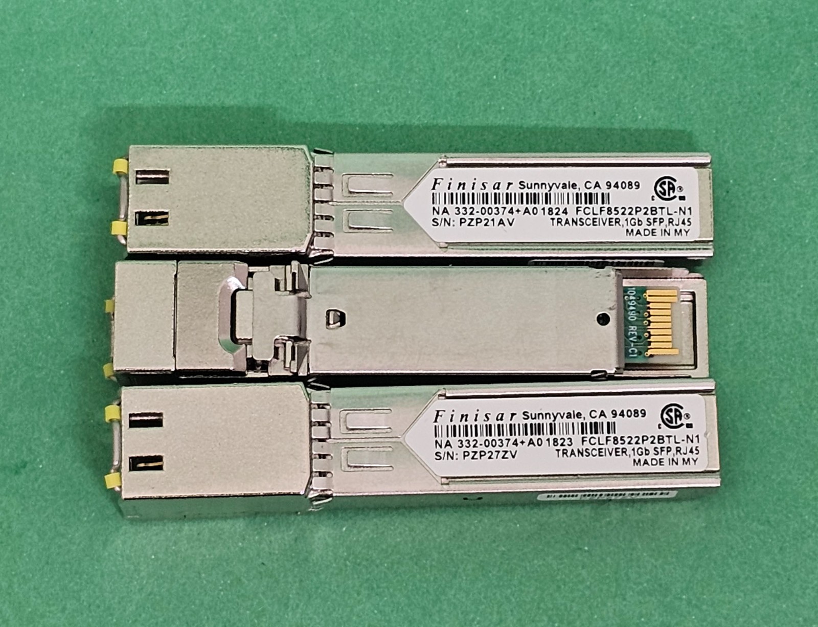 Lot of 3 Finisar FCLF8522P2BTL-N1 1000BASE-T SFP Transceiver Modules 100m RJ-45