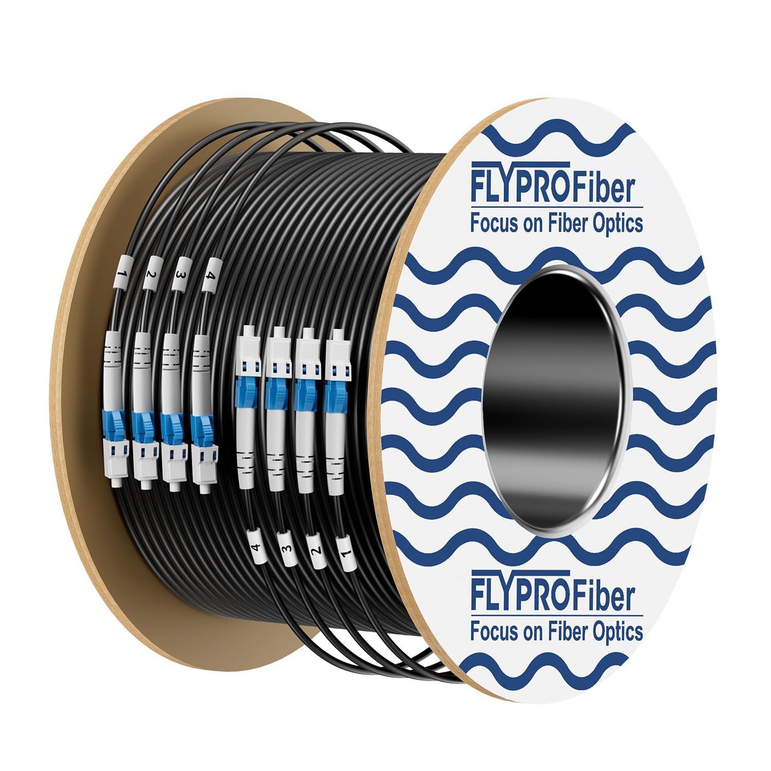 Flyprofiber- OS2 LC to LC Outdoor Armored Fiber Optic Cable 4 Core, 4 Strands Si