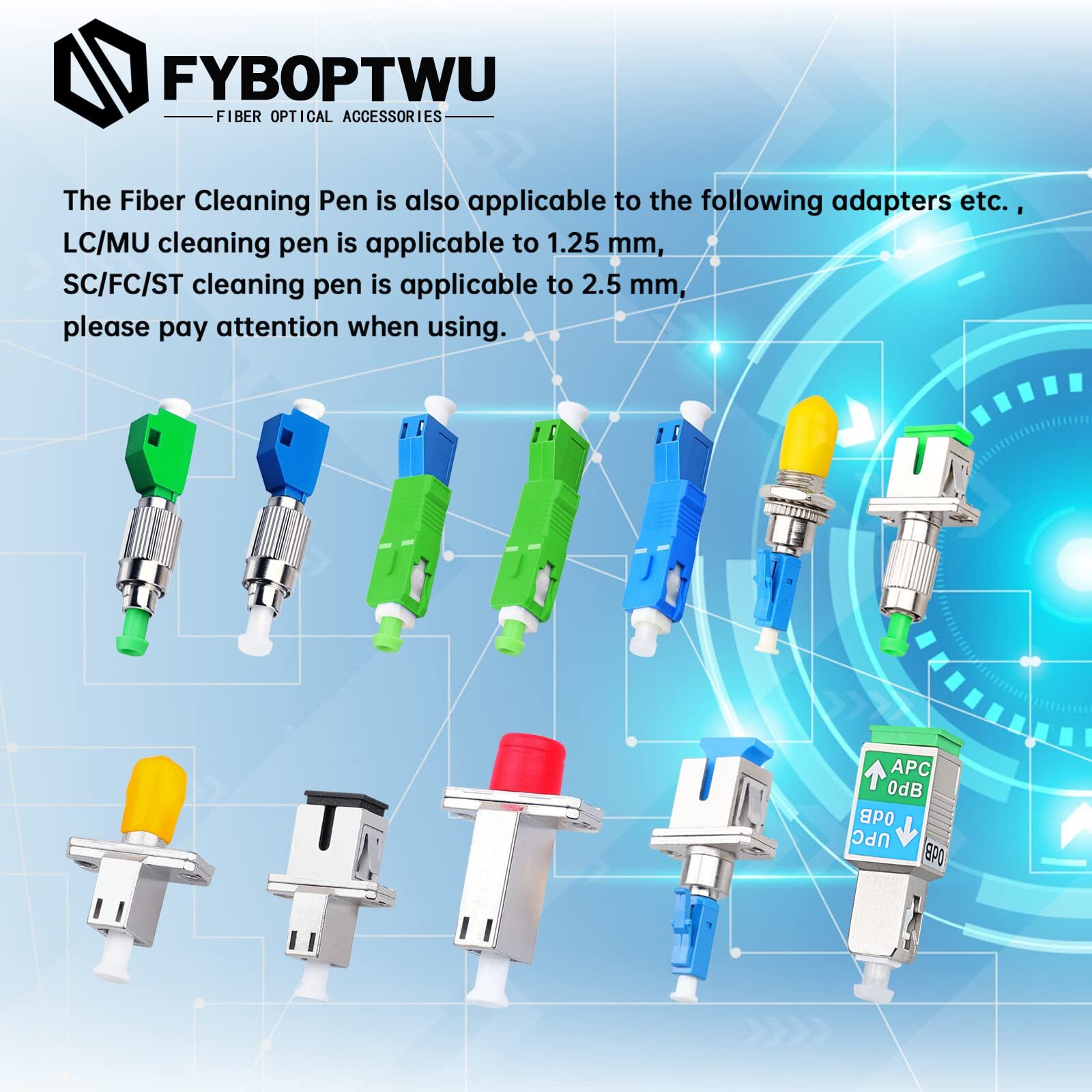 – 2 pcs Fiber Optic Cleaner Pen for LC/MU/SC/ST/FC Connector & 1pc Fiber Clea…