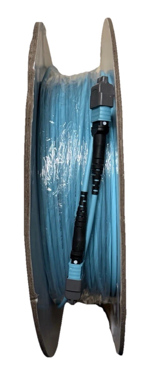 Enconnex OM4 24-Fiber MTP-MTP Polarity B Multimode Cable Plenum 124 Ft Aqua– New