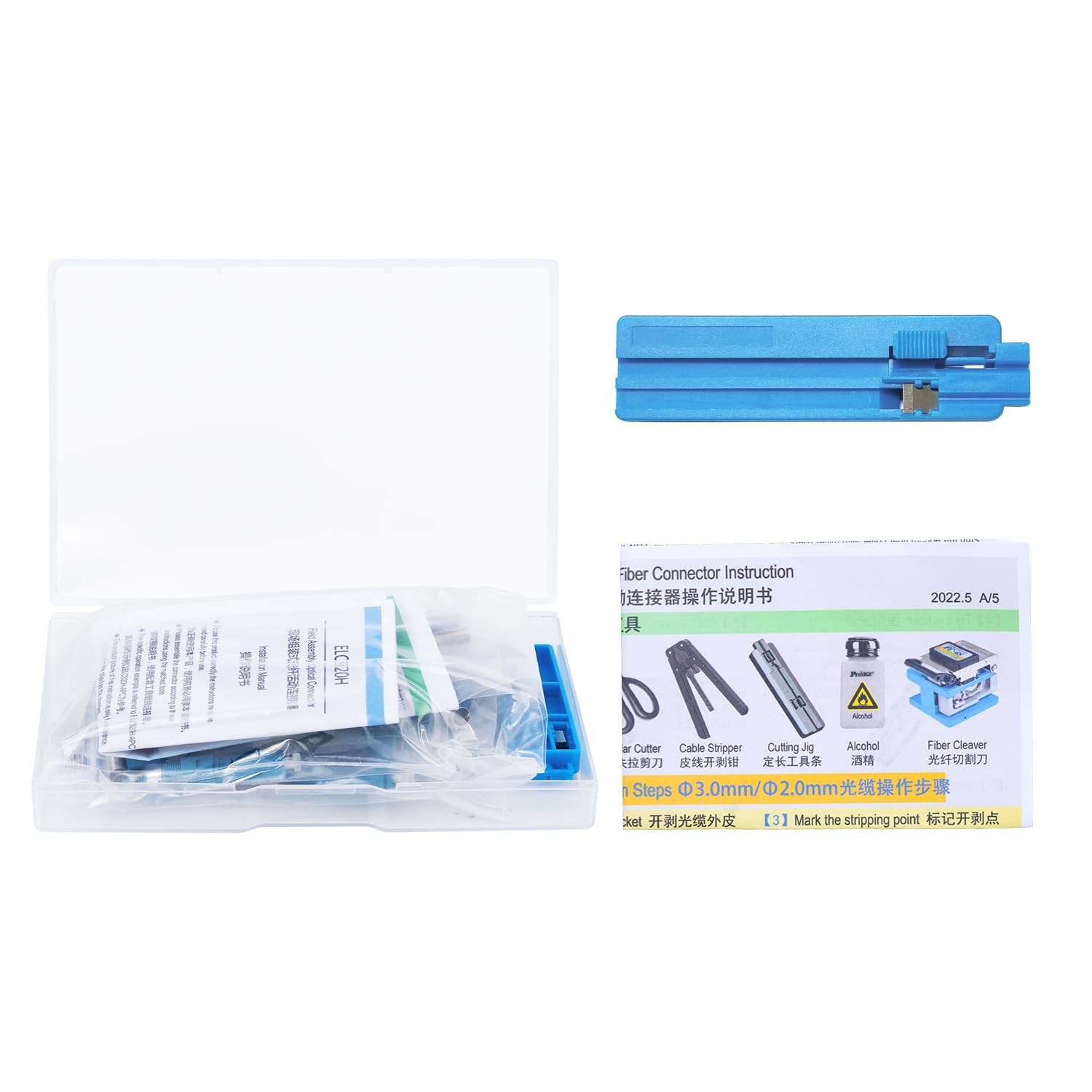 10 PCS Blue LC-UPC Singlemode Fiber Optic Quick Connector, Fast Adapter, Tool