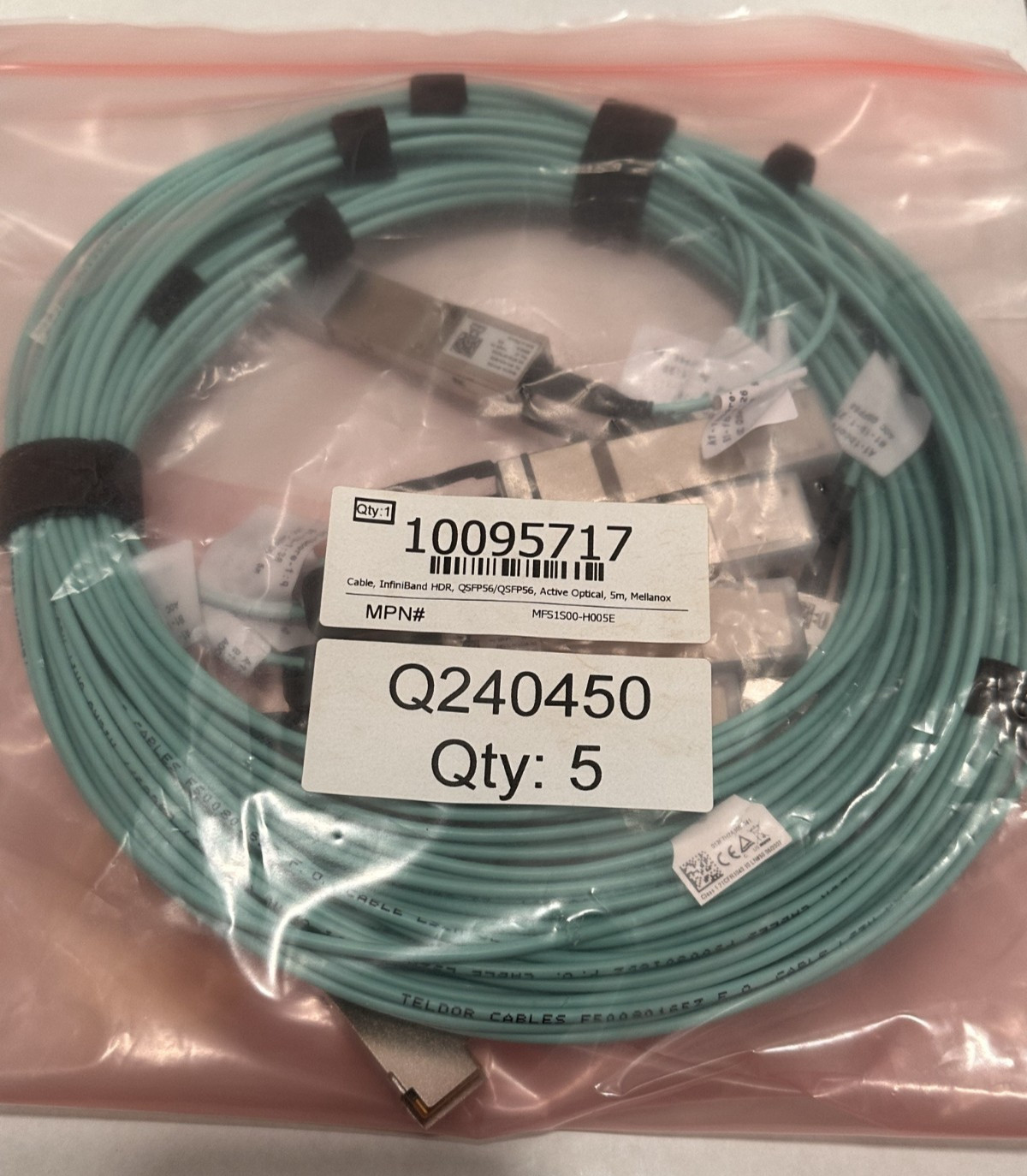 NVIDIA/Mellanox MFS1S00-H005E AOC QSFP56 InfiniBand HDR Active Optical – 5 pack