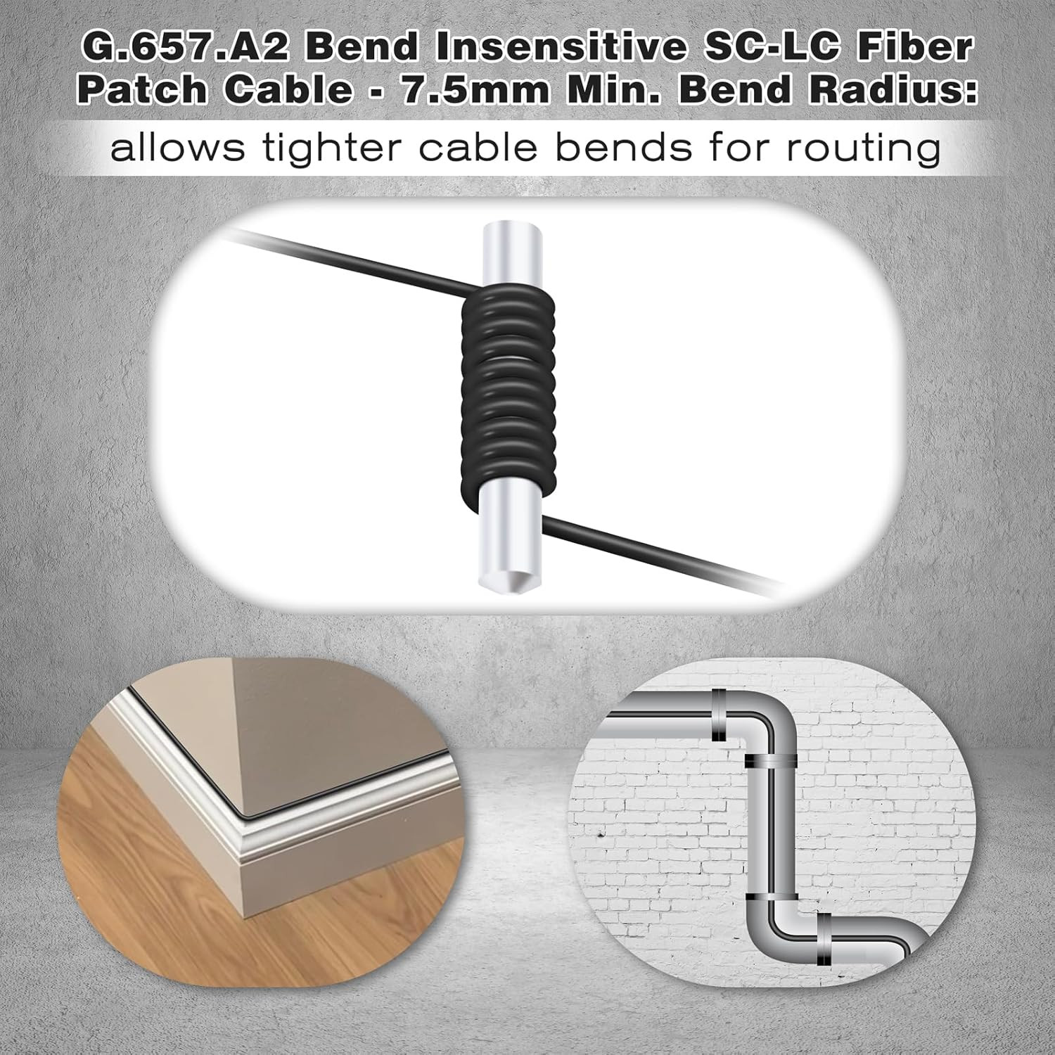 Armored 656ft LC to SC Single Mode Fiber Cable, 9/125um, Outdoor Use