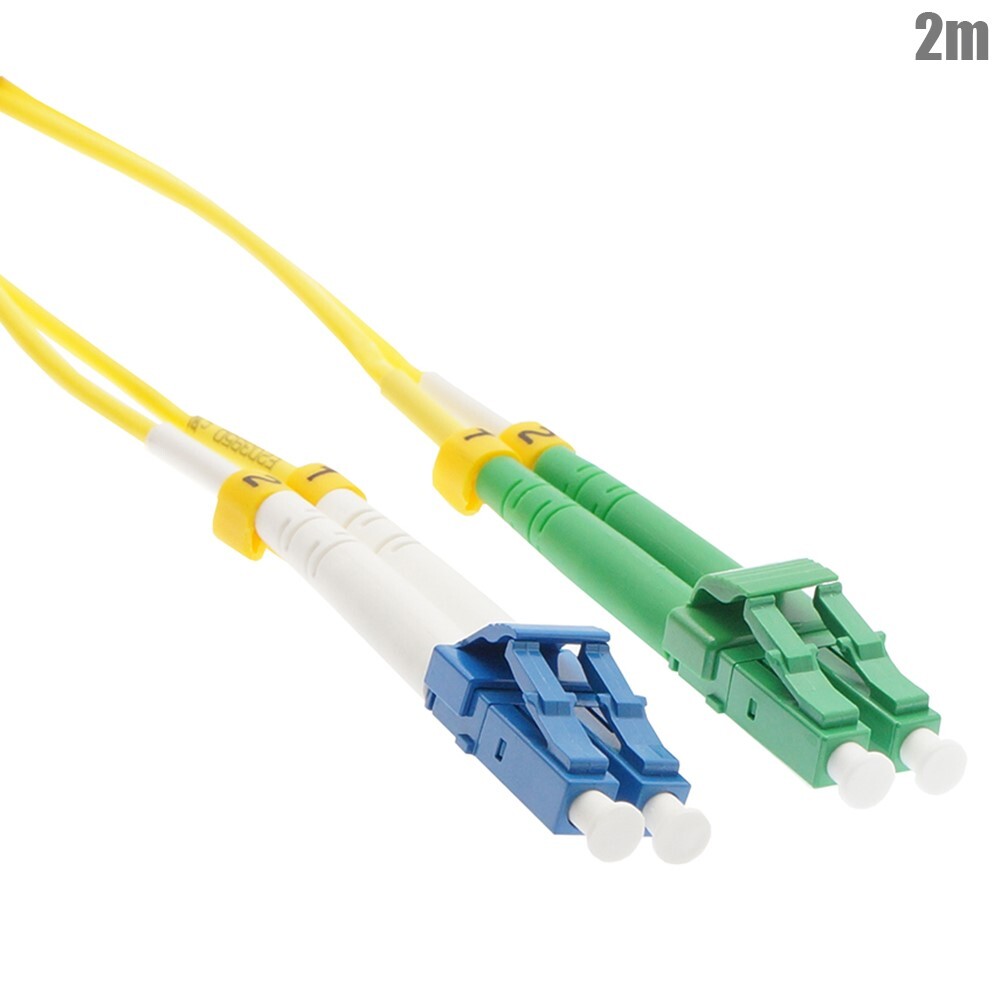 2M LC/UPC to LC/APC Fiber Optic Duplex Single Mode Optical Patch Cable Cord OFNR