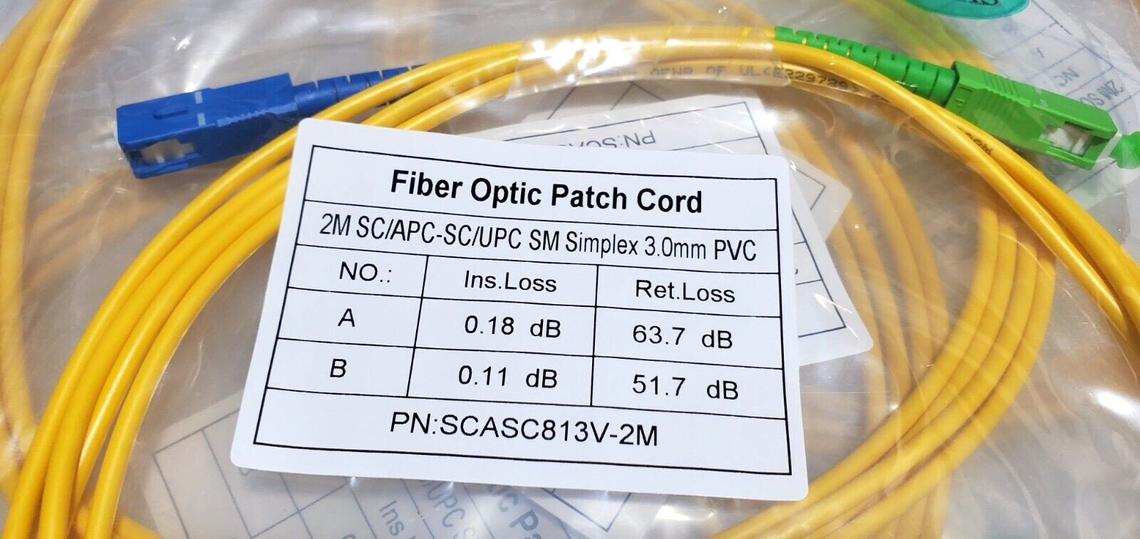 (LOT 5) SC/APC-SC/APC-SM Fiber Patch Cord Jumper Cable Single Mode Optic Network