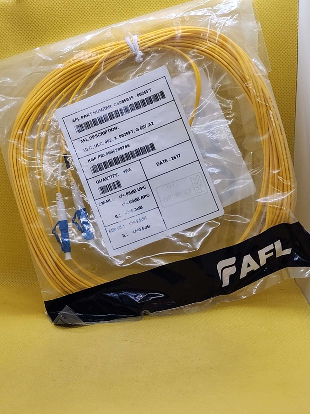 LOT OF 2 – AFL 25FT CS005019-0025FT FIBER OPTIC CABLE [RB6]