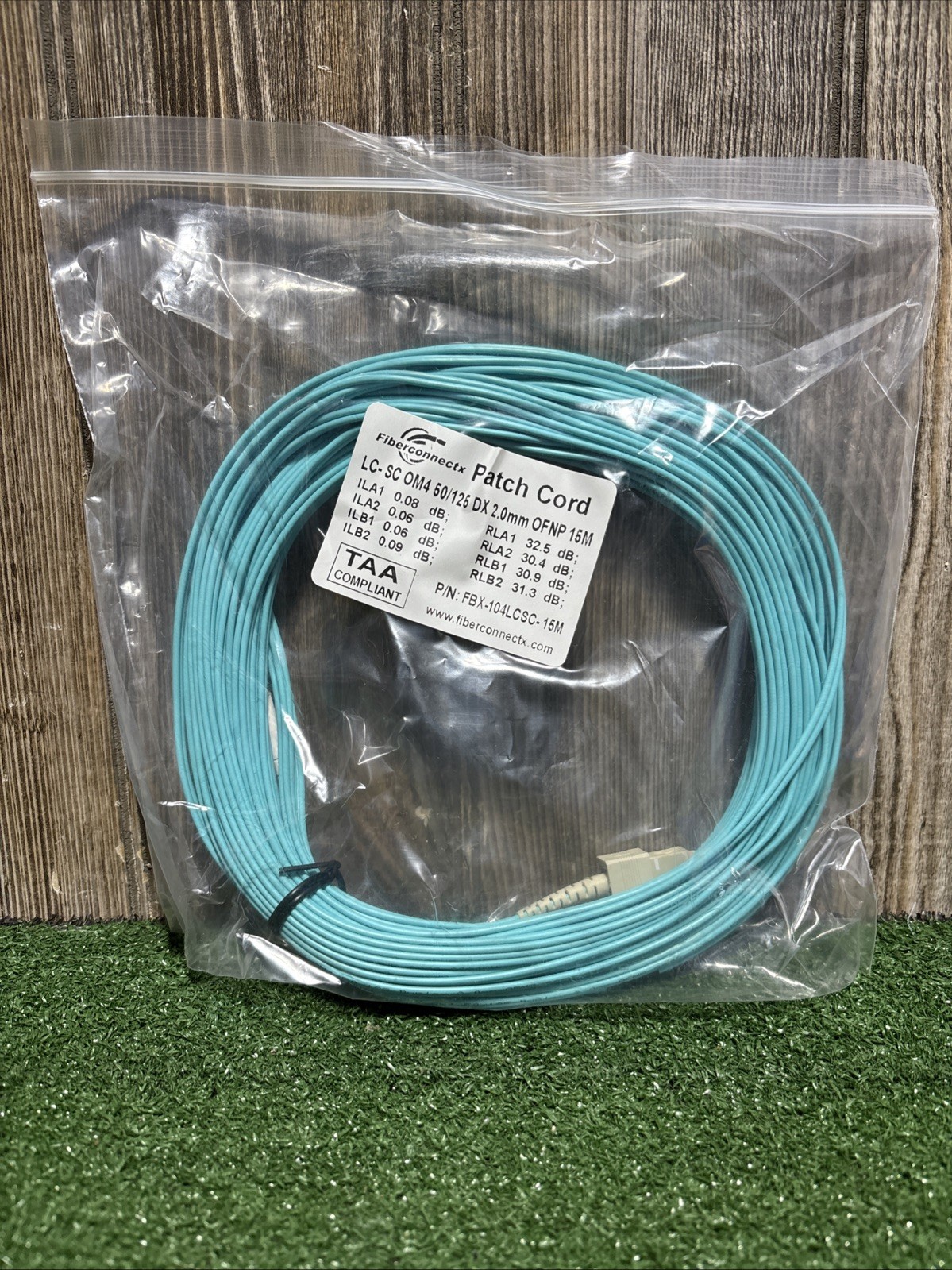 LC-SC OM4 50/125 DX 2.0mm OFNP 15M Patch Cord Fiberconnectx NEW
