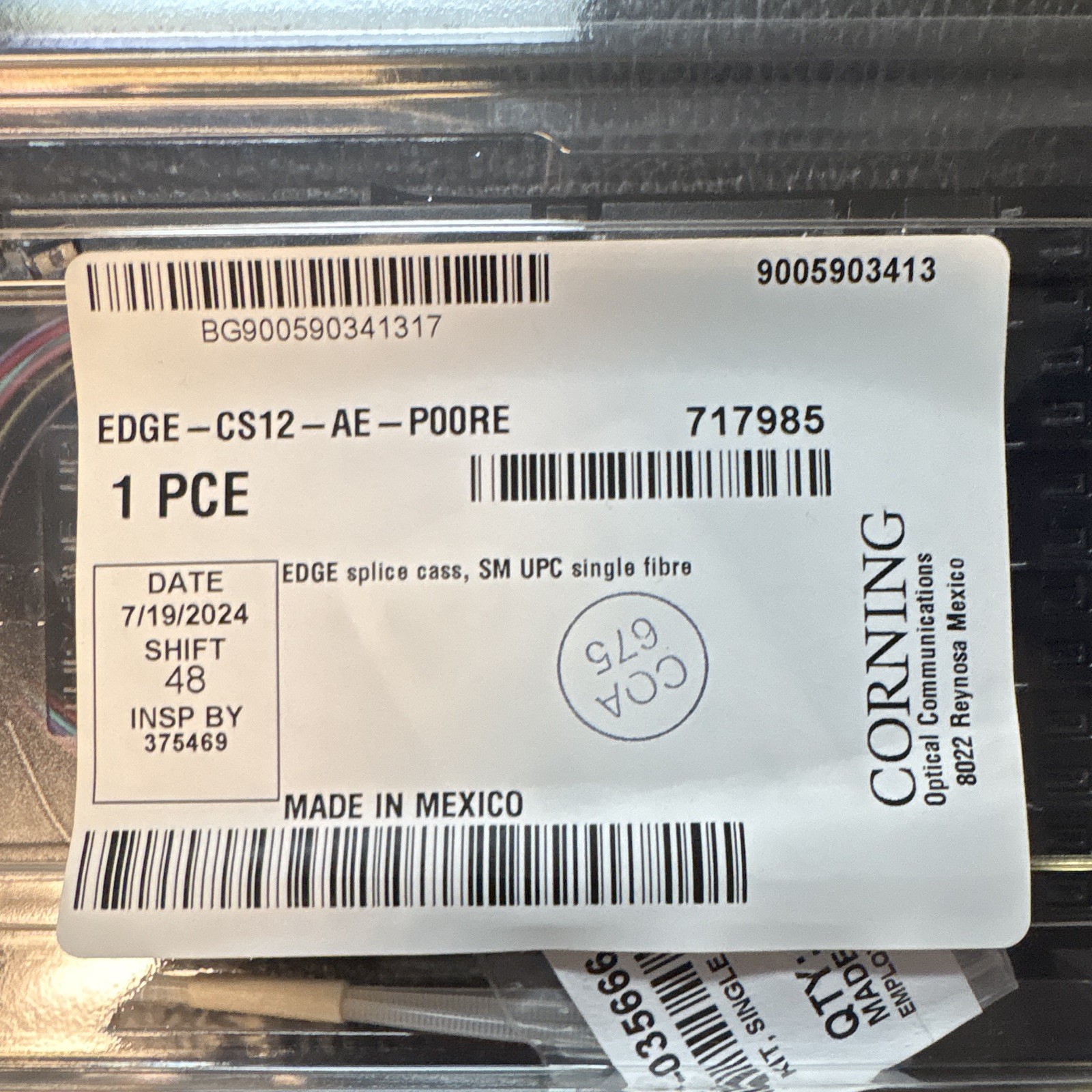 Corning Single-Mode UPC Single Fibre Splice Cassette EDGE-CS12-AE-P00RE