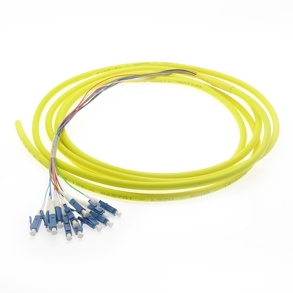 12 Fiber Optic Pigtail Singlemode SM LC UPC 3 Meter Jumper Cable – 10ft 3M
