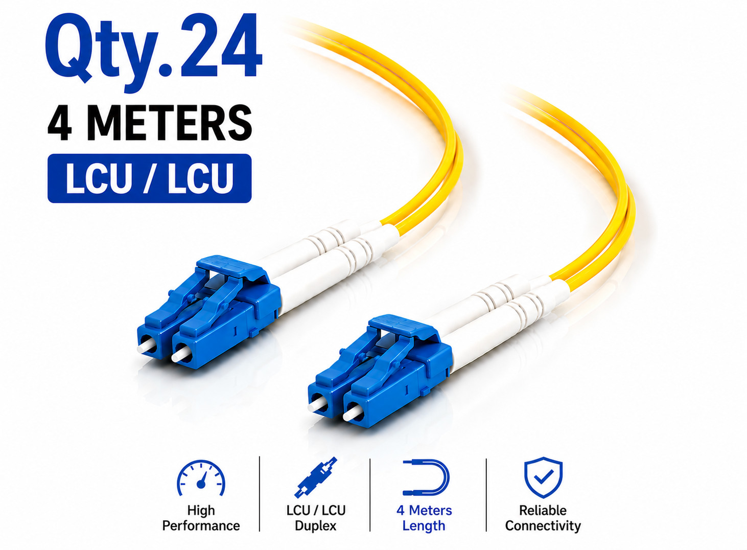 (24) 4 Meter LC/UPC – LC/UPC Duplex Fiber Patch Jumper OS2 SMF Singlemode Cable