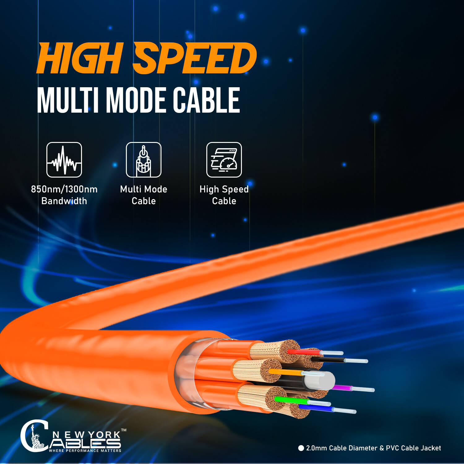 OM2 LC to LC Fiber Optic Patch Cable Multimode Duplex 50/125 Orange LC LC 1M-15M