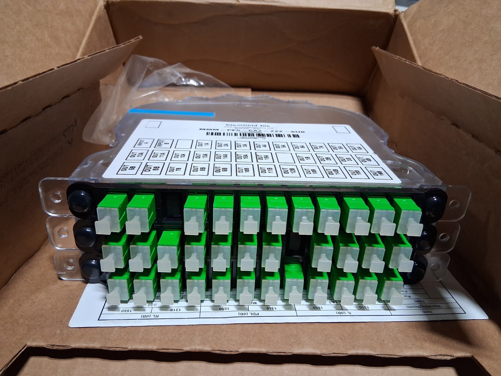 Clearfield MMM-PES-CAZ-ZZZ-SUB Clearveiw Fiber Optic Cassette Splitter