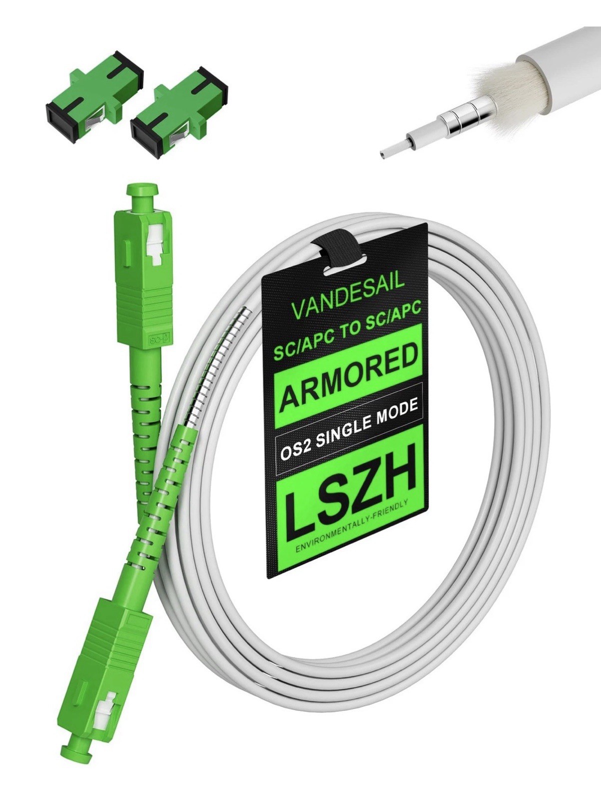 18M SC/APC to SC/APC Armored Fiber Patch Cable, Simplex,Single Mode, (11a