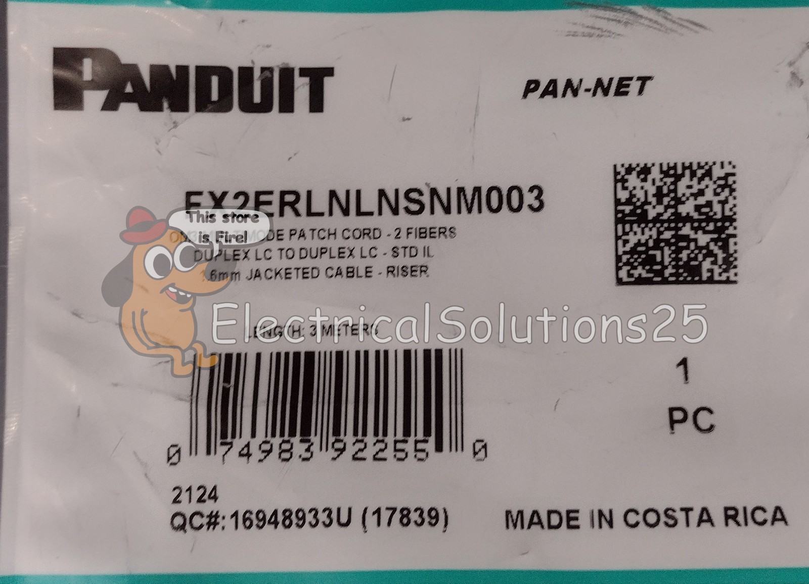 New Panduit FX2ERLNLNSNM003 Fiber Optic Patch Cord 3m Duplex – Free Shipping