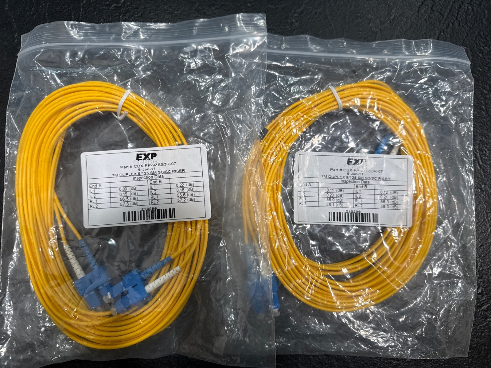 7M Single-Mode Duplex Fiber Cable 9/125 Optical Patch Cable (2-Pack) New