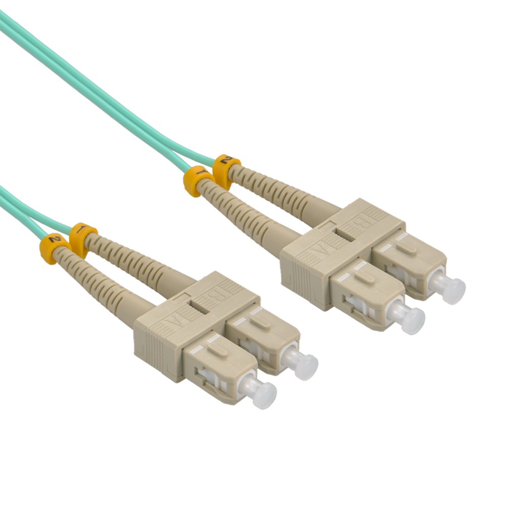 5 Pack of 7m SC/UPC-SC/UPC OM3 Multimode Duplex OFNR 2.0mm Aqua Fiber Optic Patc