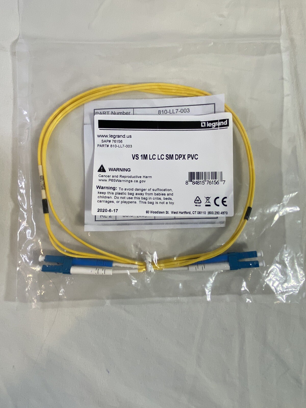 🔥NEW 1 Meter Single Mode LC To LC Fiber Jumper – VS 1M LC LC SM DPX PVC🔥