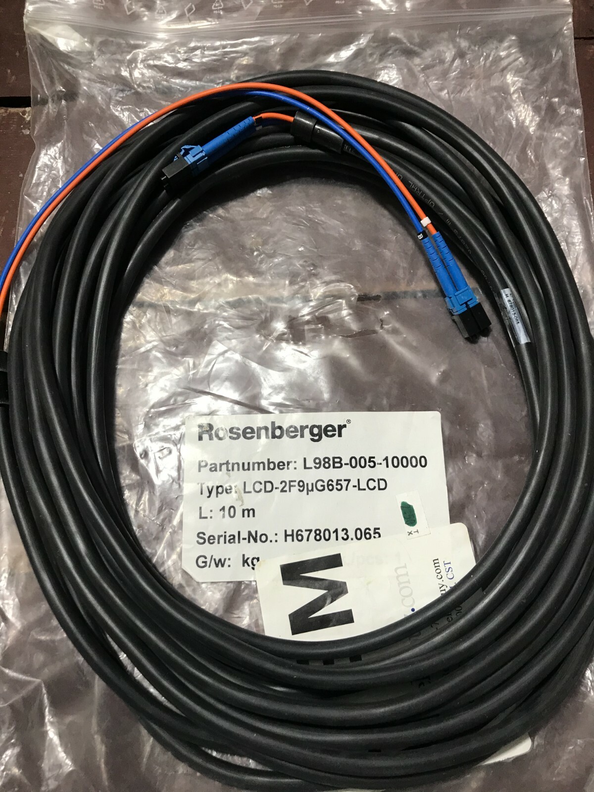 NEW Rosenberger L98B-005-10000 TYPE LCD-2F9μG657-LCD 10 meter Fiber Jumper Cable