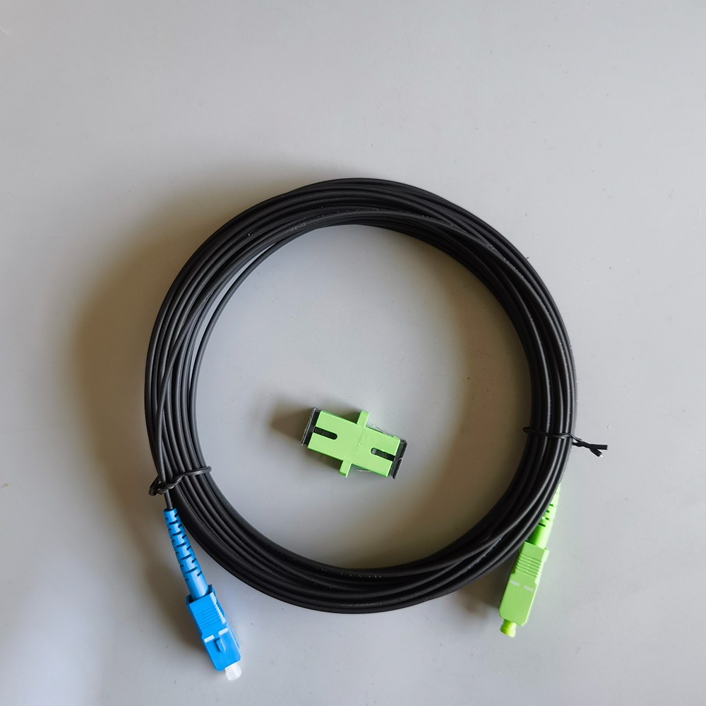 10M-50M Indoor Fiber Optic Drop Cable Single-Core Black SC/APC To SC/UPC
