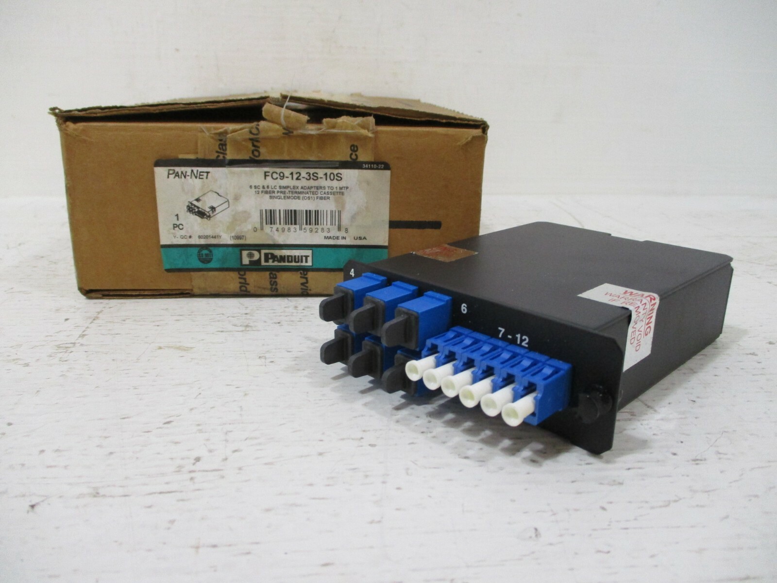 NEW Panduit FC9-12-3S-10S Fiber Optic Cassette 6-SC 6-LC Simplex Adapters