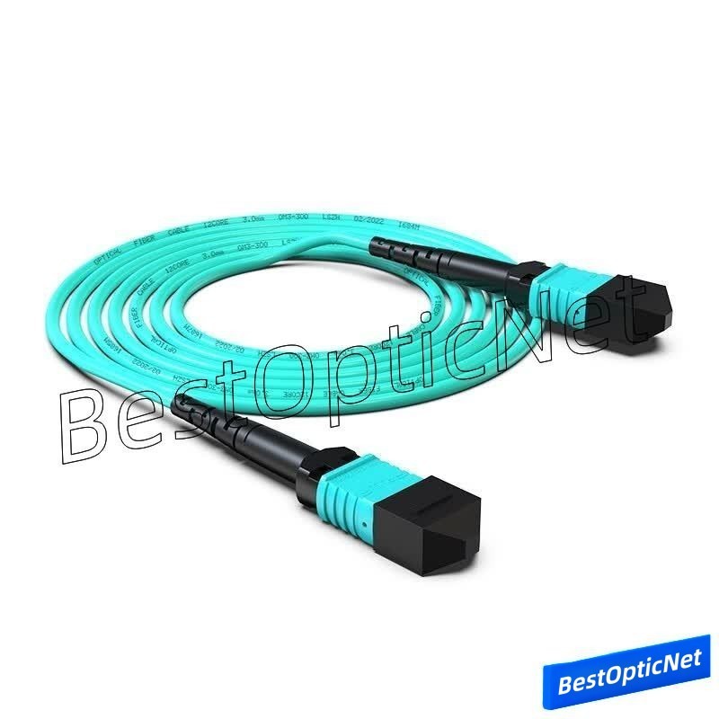 1-50m MPO Male to MPO Female 12 Core OM3 Fiber Optical Patch Cord Cable MTP Lot