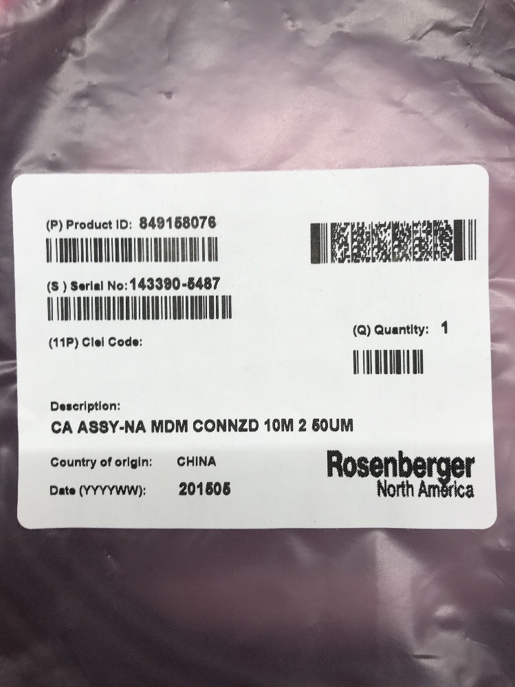 1 Rosenberger 10m (32.81′) 50um Fiber Optic Cable Assembly 849158076