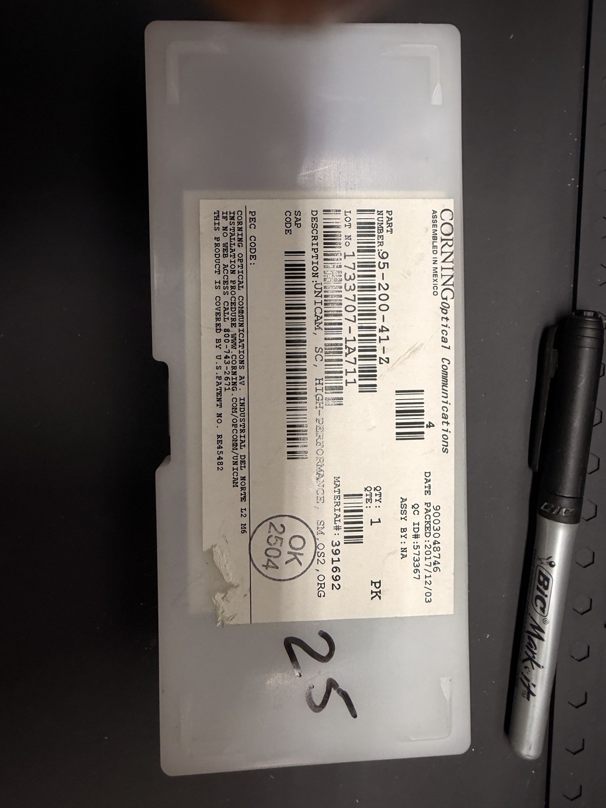 Best Offer Corning 95-200-41-Z UniCam SC OS2 SM Fiber Optic Connector 25Pk HP