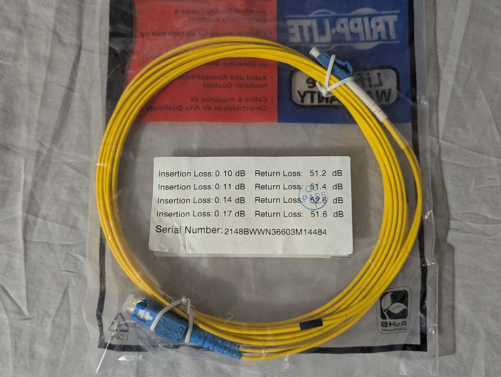 Tripp Lite – N366-03M – 3M Fiber Cables – 50/125 Duplex OM3 LC/LC 10ft