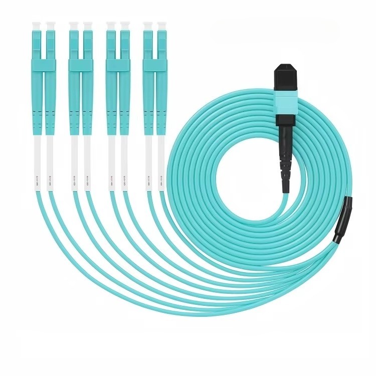 MPO-LC OM3 Fiber Optic Patch Cord 8-Core 12-Core Multimode Low-Loss Hybrid Cable