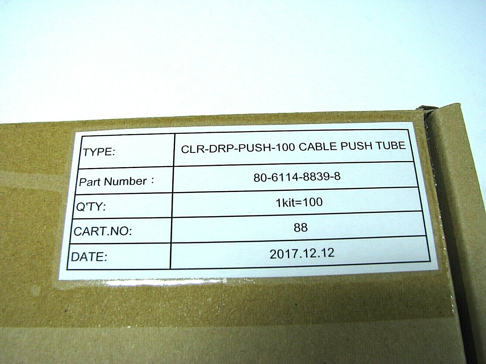 Corning Optical CLRDRPPUSH100 Cable Drop Push Clear Tubes 100/Pk