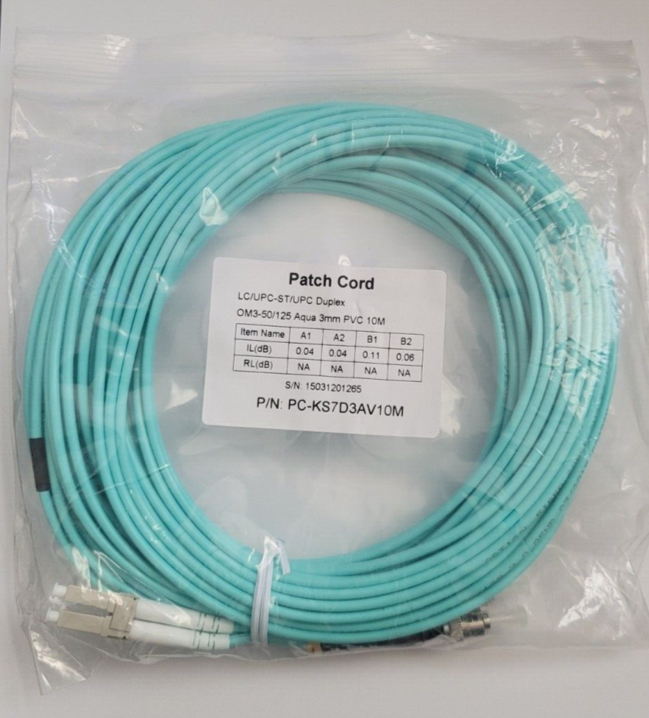 Fiber Optic Patch Cord LC/UPC-ST/UPC Duplex OM3 50/125 3mm PVC 10M PC-KS7D3AV10M