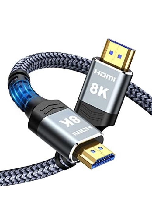 8K Fiber Optic HDMI Cable 65FT – Unidirectional 2.1 48Gbps – Grey – 65FT