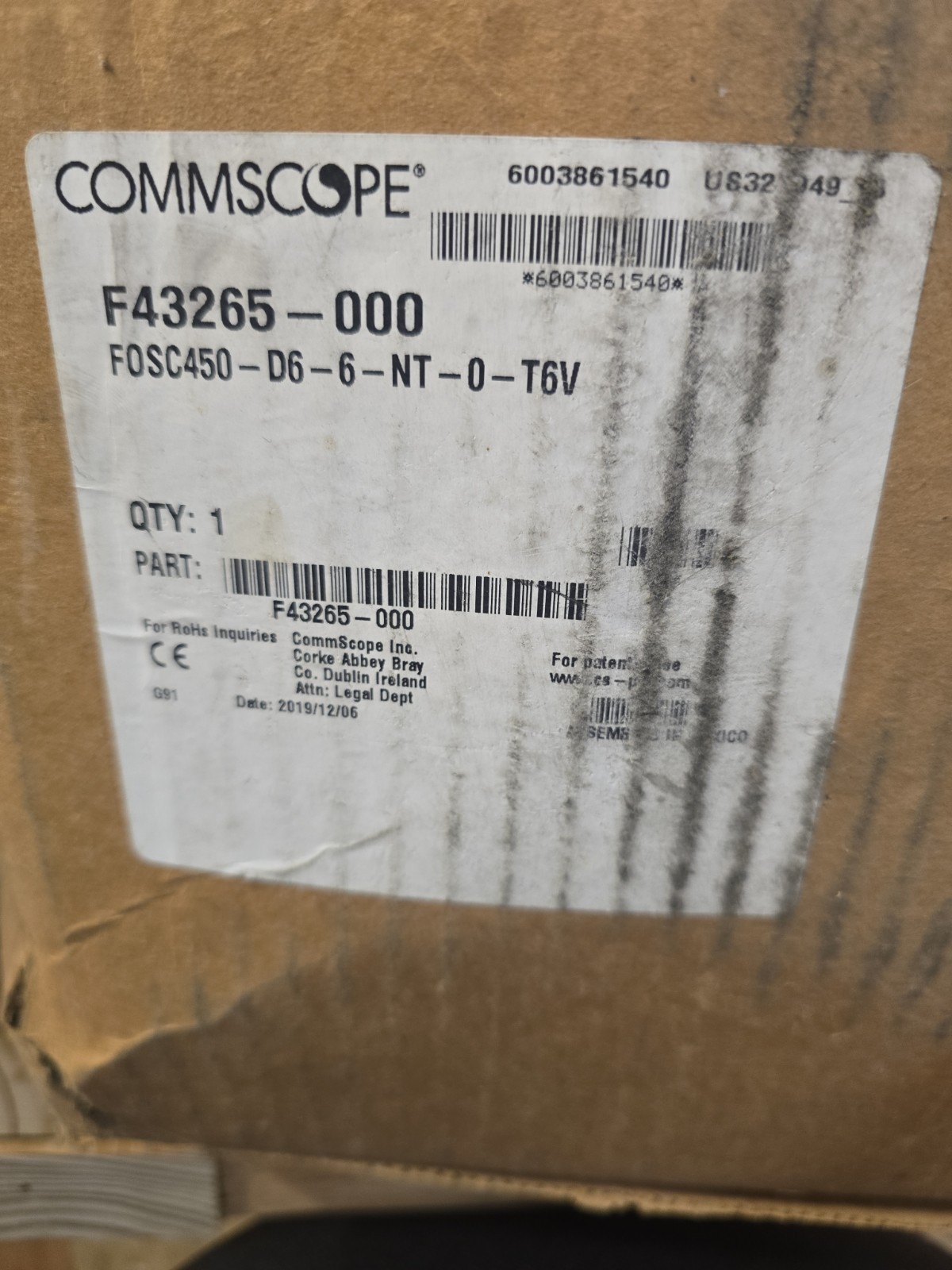 COMMSCOPE F43265-000 FOSC450-D6-6-NT-0-T6V Fiber Optic splice enclosure