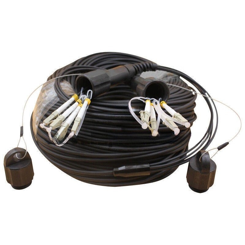 150M LC-LC UPC MM TPU Field Armored Fiber Cable 4 Strand Fiber Optic Patch Cord