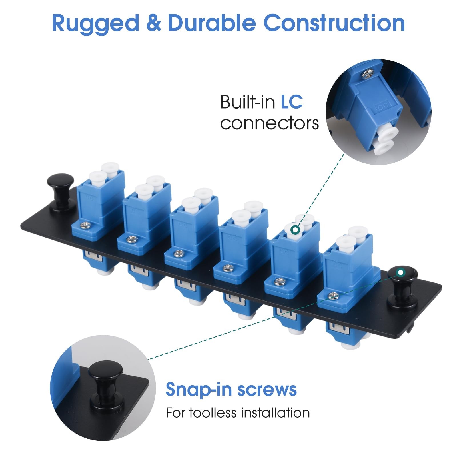 6 Duplex LC/UPC Fiber Patch Panel with Duplex Singlemode Blue Adapters