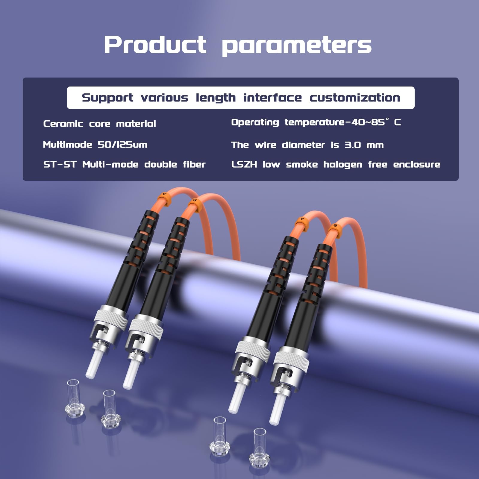 6M 20FT ST/UPCST/UPC MultiMode Fiber Optic Cable OM1 Duplex 62.5/125um