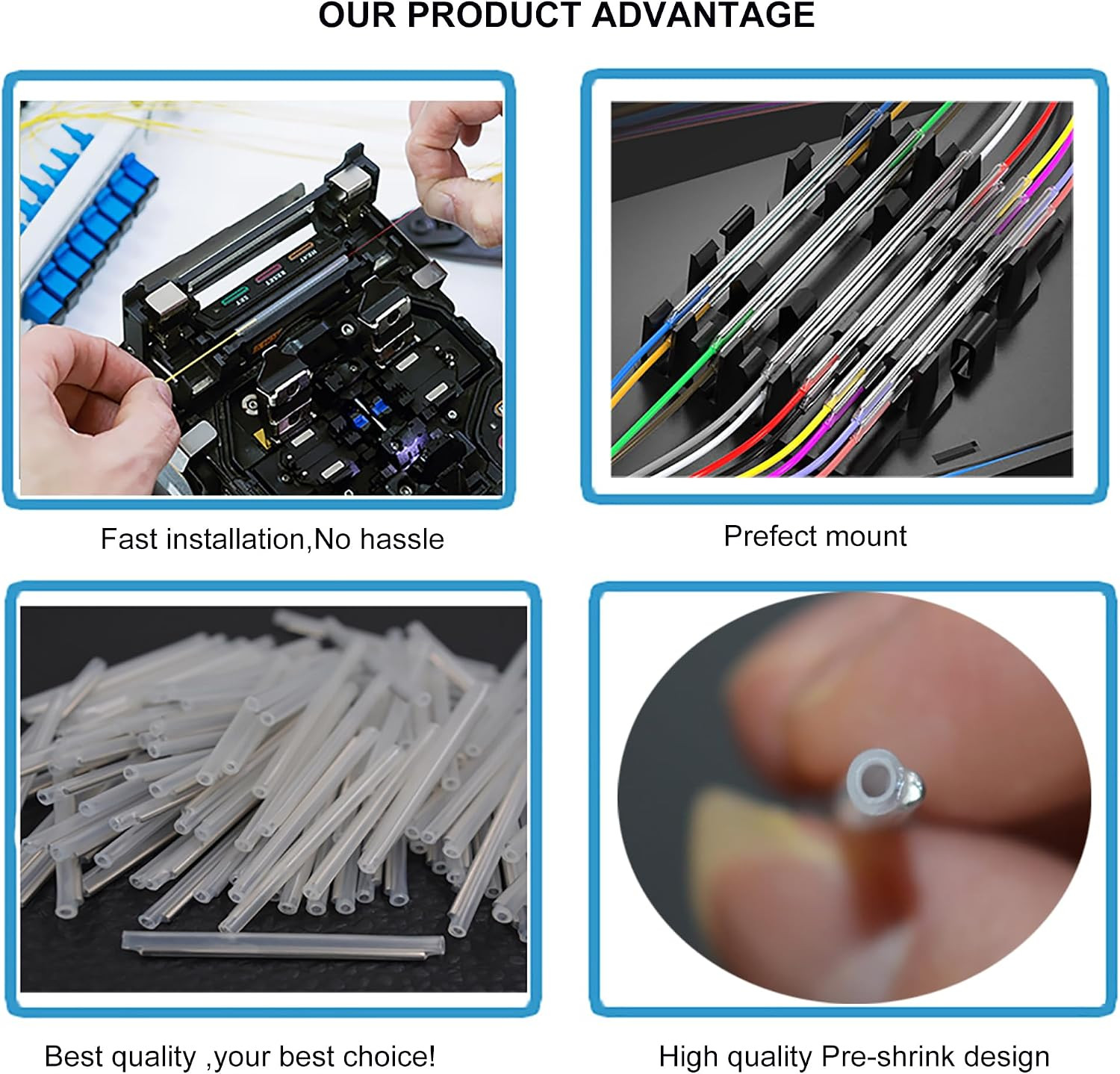 1000Pcs Clear Fiber Optic Fusion Splice Protection Sleeves with Storage Box