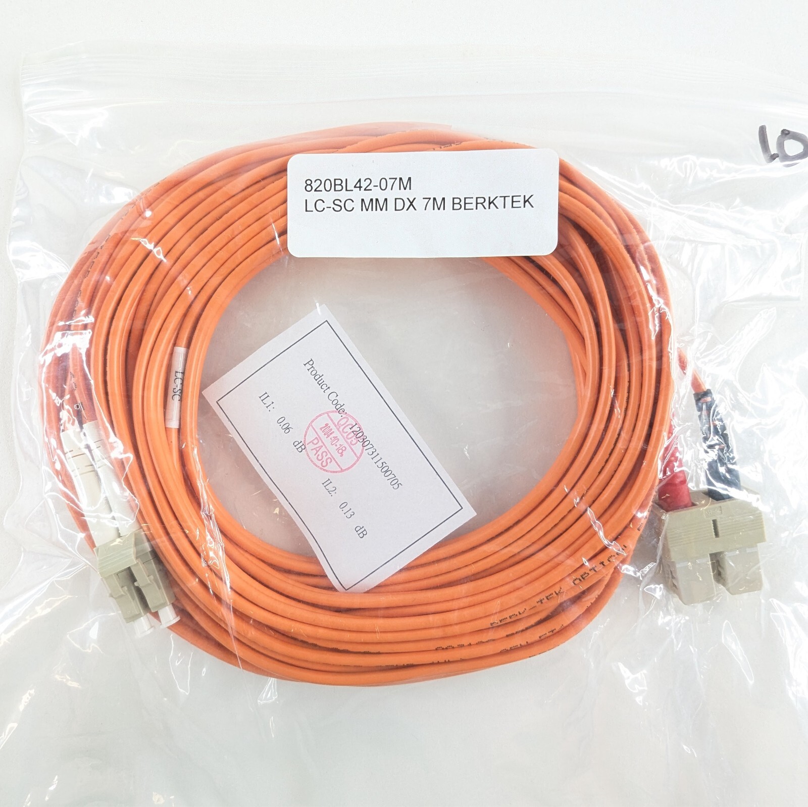 LC to SC Multimode Duplex 50/125 Fiber Optic Cable Orange 7M Berktek Network