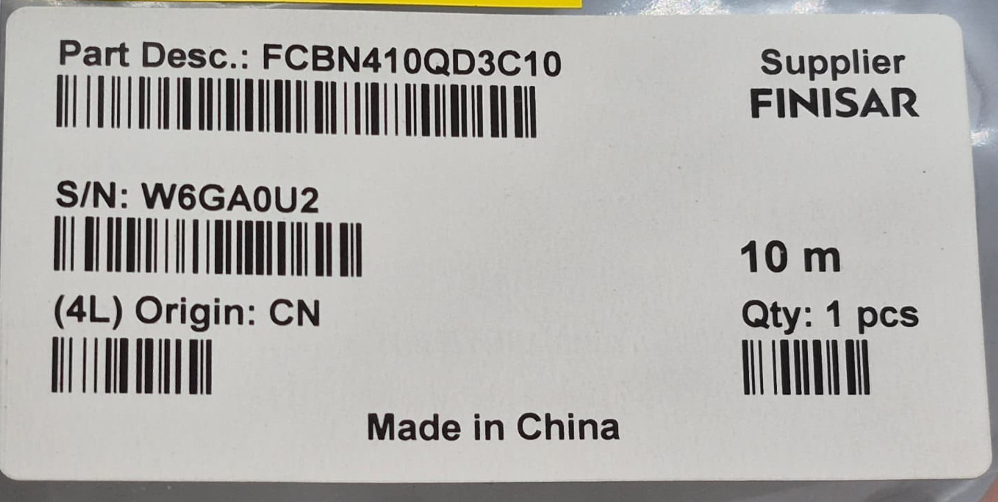 Finisar FCBN410QD3C10 4X10G QSFP Active Optical Cable 10m