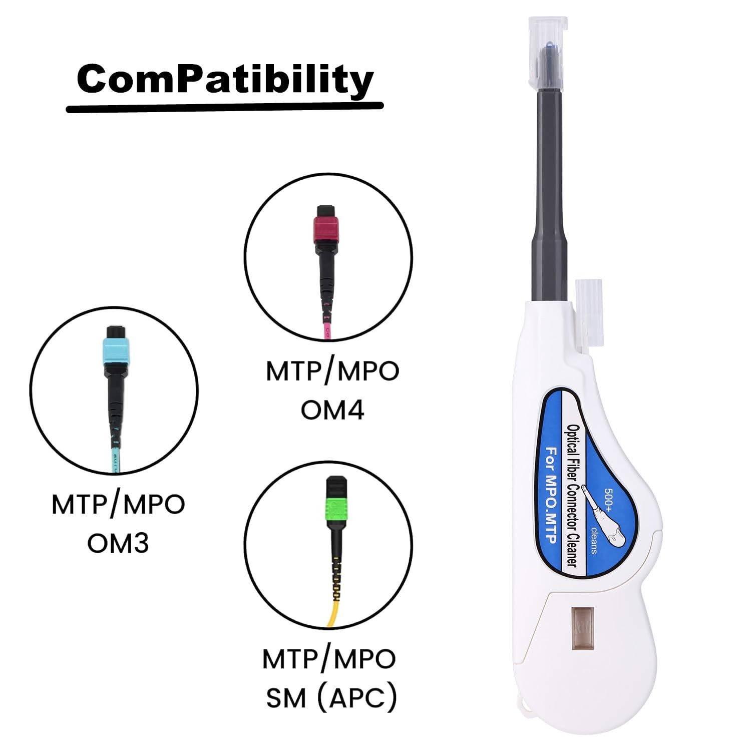 Fiber Optic Cleaner for MPO/MTP Connectors, Over 500 Cleans, Fiber Endface & Opt