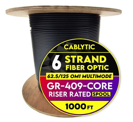 6 Fiber Indoor/Outdoor Fiber Optic Cable, Multimode 62.5/125 OM1, GR-409-CORE, B
