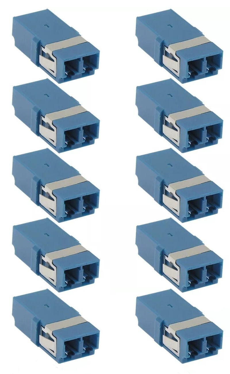 10x LC to LC UPC Duplex Single-Mode Fiber Optic Adapter Coupler Connector Blue