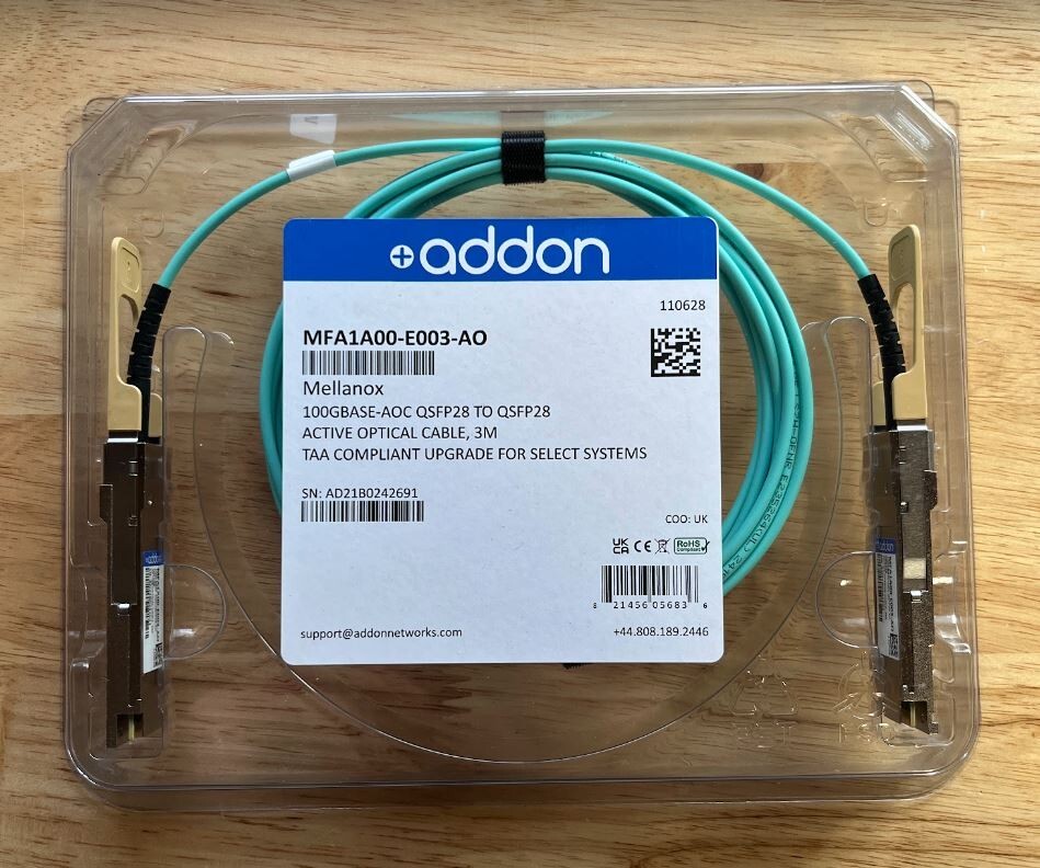 Addon MFA1A00-E003-AO 100GBASE-AOC QSFP28 to QSFP28 3M Active Optical cable