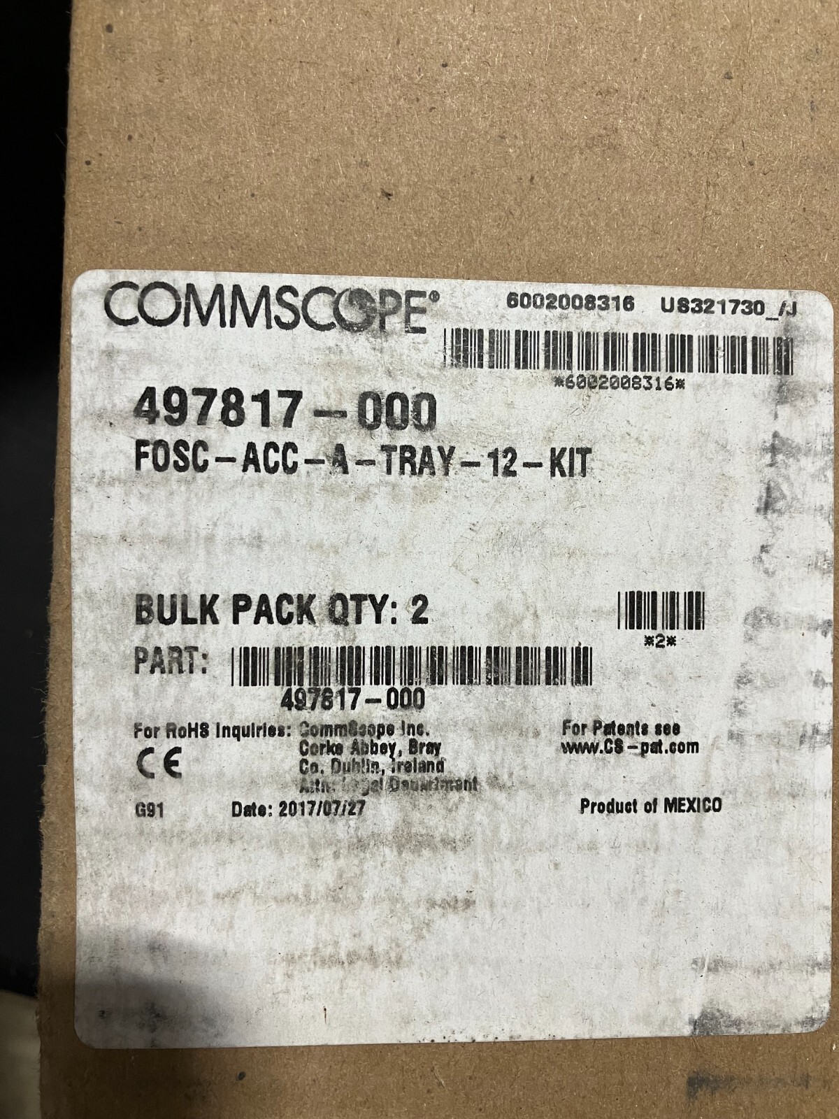 CommScope 497817-000 FOSC-ACC-A-TRAY-12-KIT Splice Tray Kit