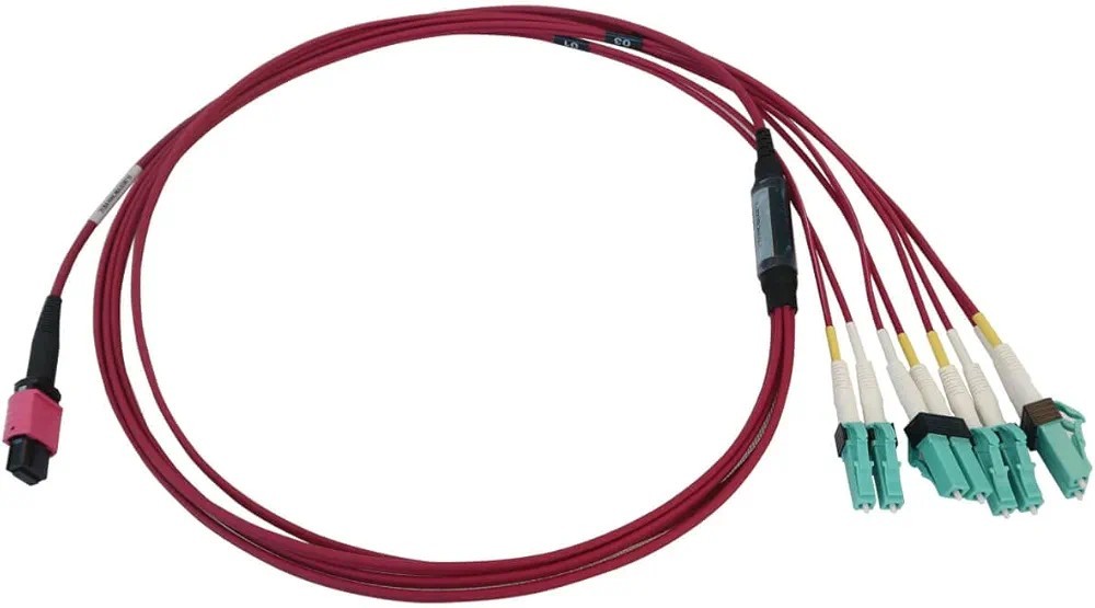 Tripp Lite Multimode Fiber Patch Cable, 50/125 OM4 MPO to 4X Switchable LC…
