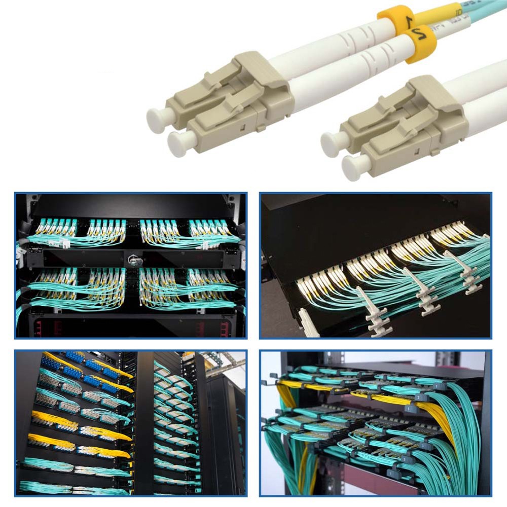 10 Pack of 7m LC/UPC-LC/UPC OM3 Multimode Duplex OFNR 2.0mm Aqua Fiber Optic Pat