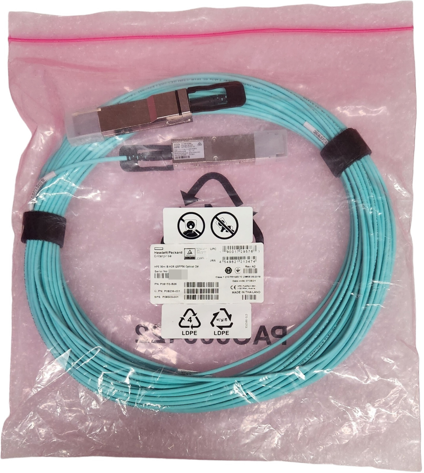HPE Mellanox 30M InfiniBand HDR QSFP56 Optical Cable P06153-B26 MFS1S00-H030E
