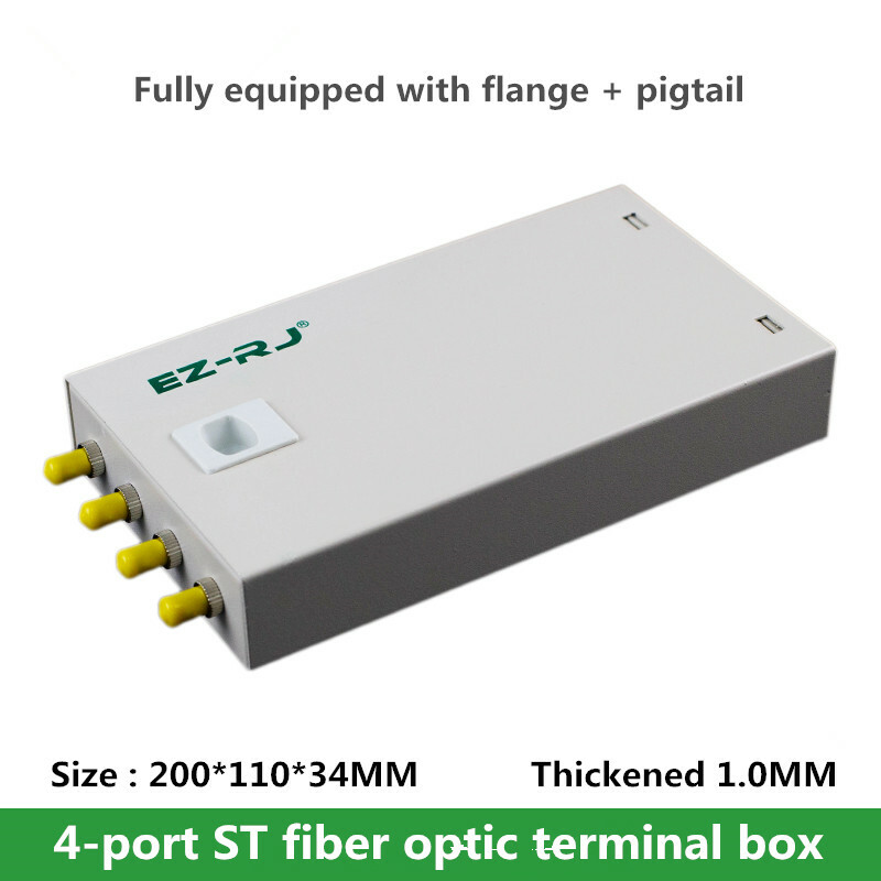 4-port ST fiber optic terminal box thickened 1.0MM full flange + pigtail